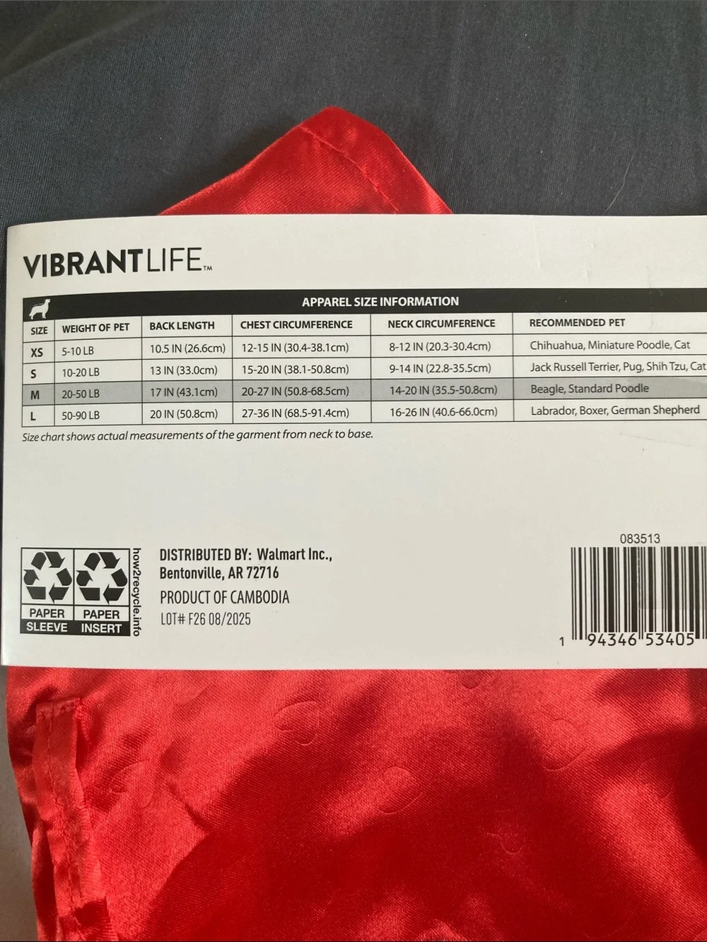 Vibrant Satin Red Pet Robe with White Trim - Medium